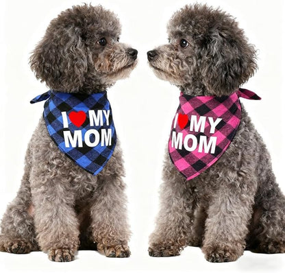 GreenJoy Cute Plaid Dog Bandana – Washable Pet Triangle Scarf - Image 3