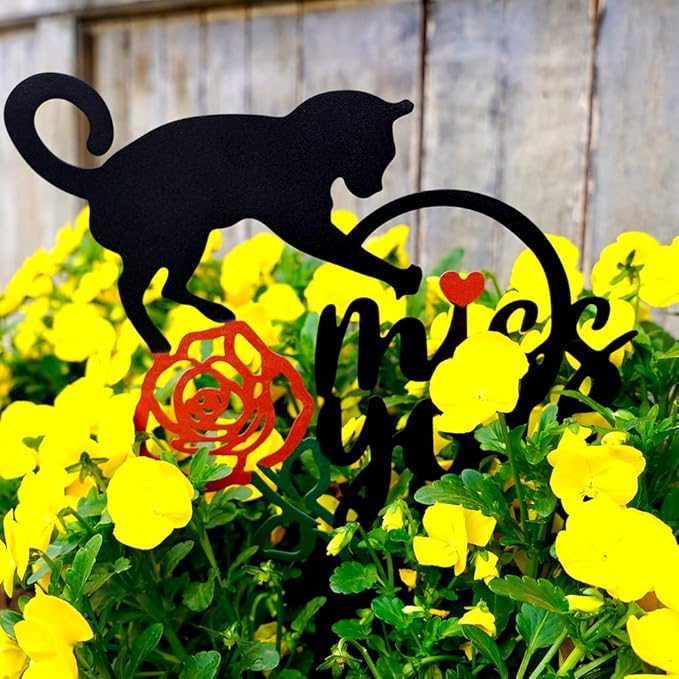 Memorial Grave Markers Metal Pet Memorial Stake Cat Memorial Sign, Miss You - Image 2