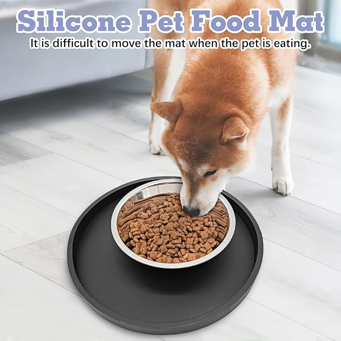 BNOSDM 2 PCS Dog Feeding Mat Black Silicone Pet Food Mats Waterproof - Image 3