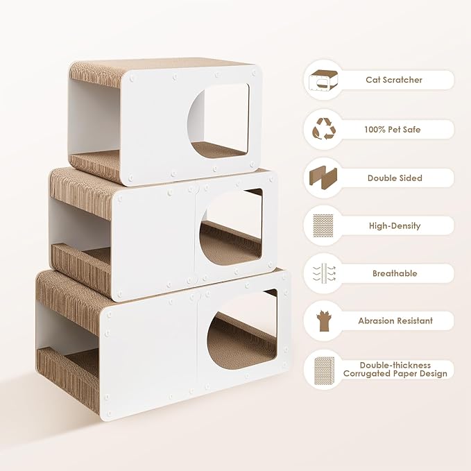 EHEYCIGA Cardboard Cat Scratcher House, 20-Inch Corrugated Cat Scratcher - Image 2