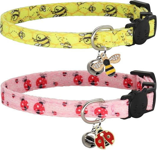 Cat Collar Breakaway, 2 Pack Cotton Cats Collars by Giecooh
