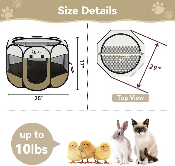 Dog Cat Playpen, Small Puppy Pet Playpen, Dog Crate Tent Cage Indoor/Outdoor - Image 2