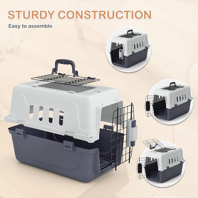 MoNiBloom 18-Inch 2-Door Top Loading Cat Carrier, Plastic Dog Crate Hard-Sided - Image 9