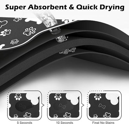 Dog Cat Food Mat, Rapid Absorbent Pet Feeding Mat, Bone Shaped Dog Placemat - Image 2