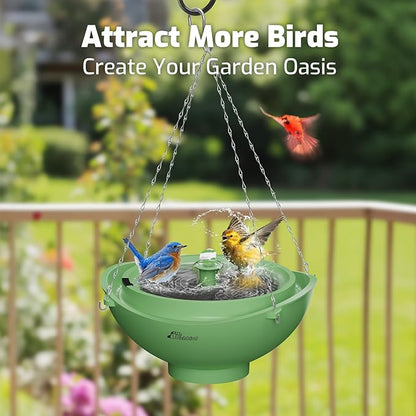 Solar Bird Bath with Fountain and Battery Backup, 3-in-1 Hanging or - Image 2