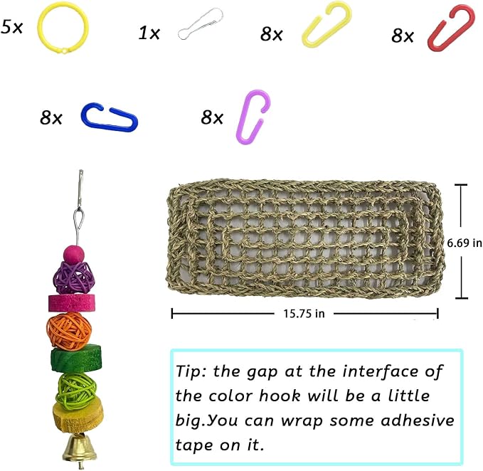 kathson Bird Seagrass Mat, Birds Swing Toy, Natural Grass Handmade Woven - Image 3