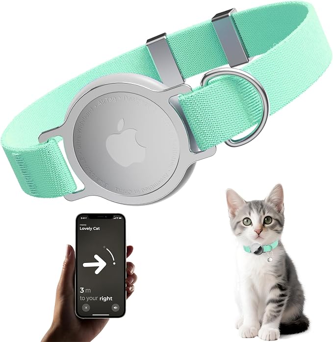 AirTag Cat Collar, Ultra Elastic Cat Tracker Collar, Airtag Holder Compatible by Sucegi