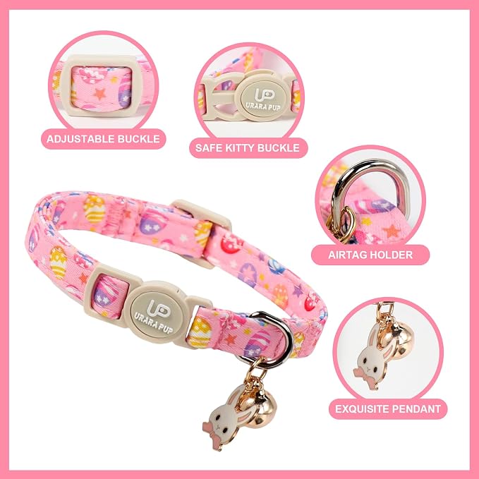Cat Collar, Spring Pink Easter Eggs Cat Collar - Image 3