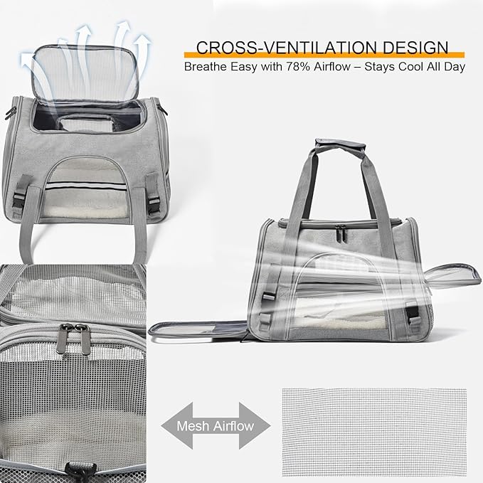 Dog Cat Carrier Soft for Small Pet Up to 16 Lbs TSA Airline Approved Travel - Image 4