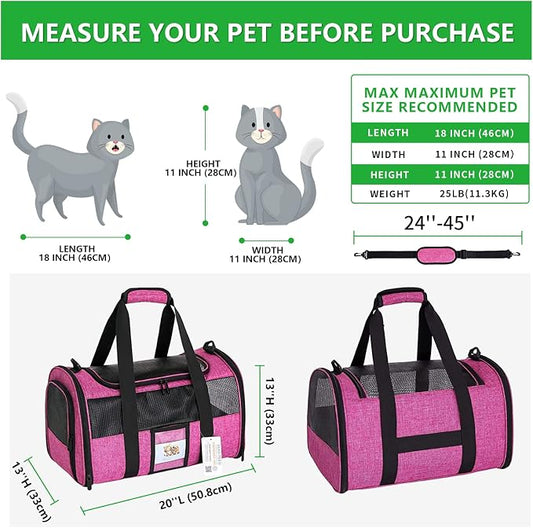 20 Inch Large Cat Carrier for Cats Up to 25 lbs, Extra Large Soft Sided Dog - Image 2