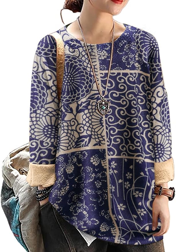 YESNO Women Christmas Sweater Graphic Printed Oversized Pullover Sweaters by YESNO