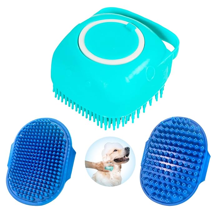 Dog Grooming Brush, Lilpep Pet Shampoo Bath Brush Soothing Massage Rubber Comb by PetSupplies