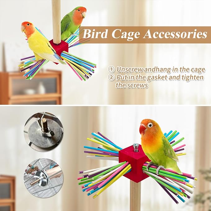 Bird Perch Toy for Cage, Spinning Windmill Bird Perch Toy, 360° Rotating - Image 6
