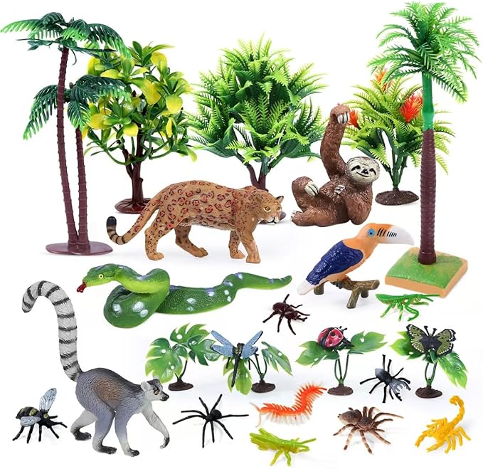 26Pcs Rainforest Animal Figures, Realistic Jungle Animals Toys by kukifun