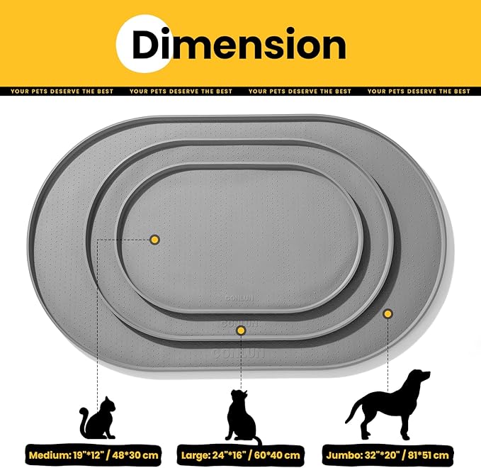 Dog Food Mat, 1/2 Inch Raised Edges Cat Feeding Mat - Image 4