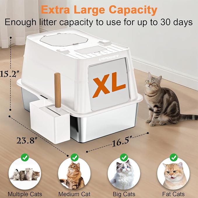 URPOWER Stainless Steel Cat Litter Box - Image 6