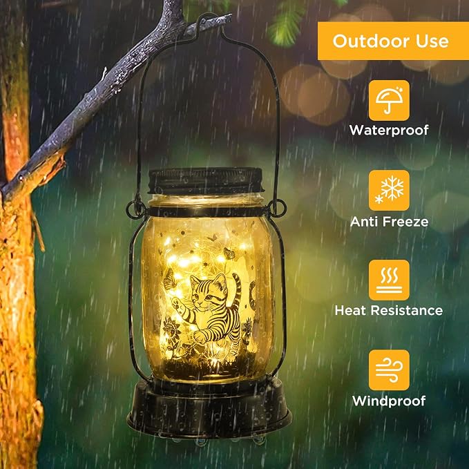 kyoryuger Cat Gift for Women Cat Gifts Solar Lantern, Cat Solar Lights Outdoor - Image 3