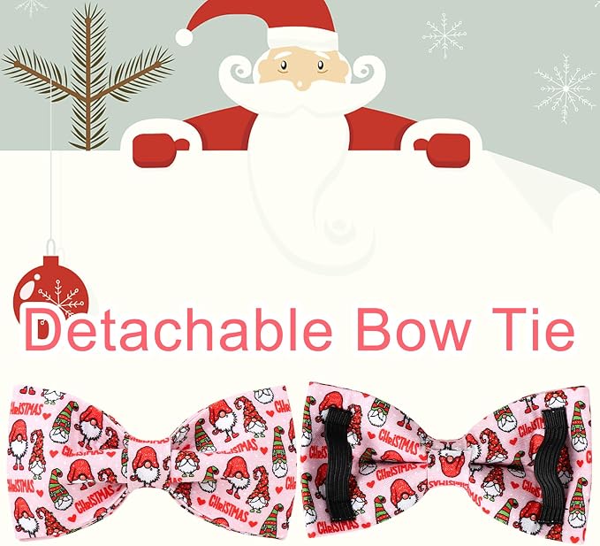 Christmas Dog Collar with Bow Tie, Cotton Christmas Bowtie Collar - Image 4