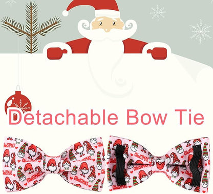 Christmas Dog Collar with Bow Tie, Cotton Christmas Bowtie Collar - Image 4