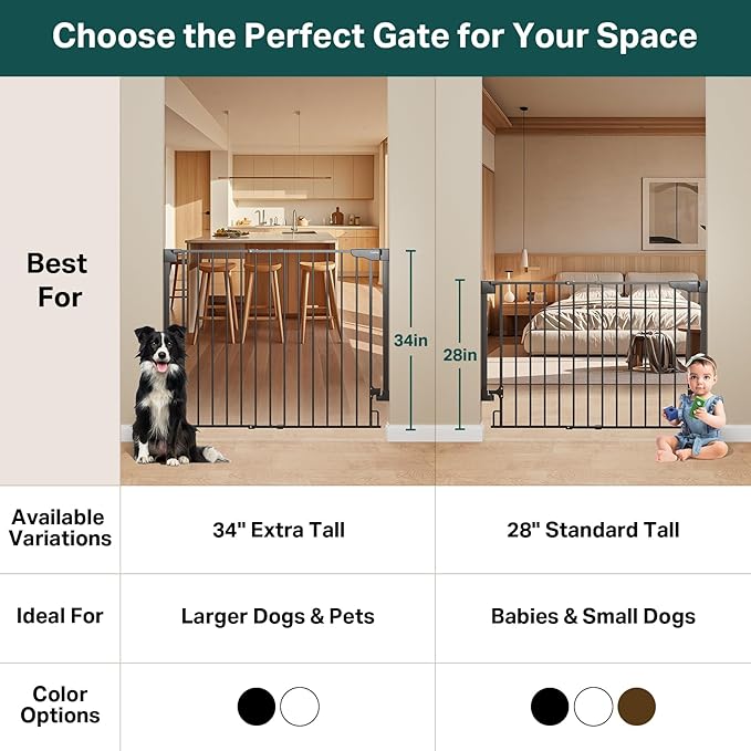 Cumbor 34" Extra Tall No Bottom Bar Baby Gate - Image 6