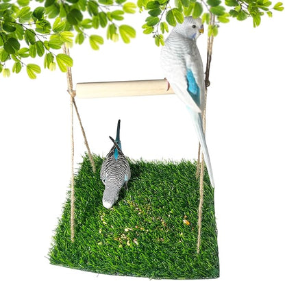 FlidRunest Bird Swing Mat with Wood Perch, Lawn Swing Hammock by FlidRunest