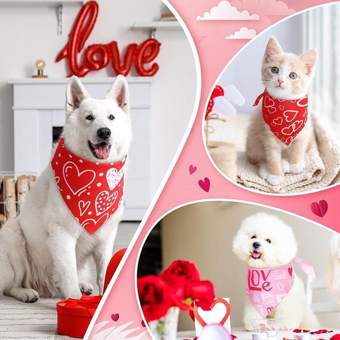 Weewooday 50 Pcs Valentines Dog Bandanas Bulk - Image 3