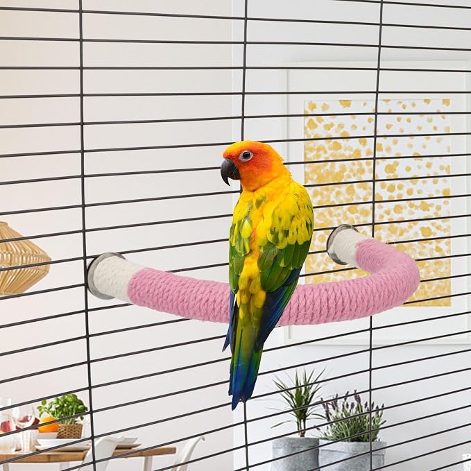 Hypeety Bird Perches Parrot U Shape Natural Wood Hemp Rope Stand Perch Bird - Image 7