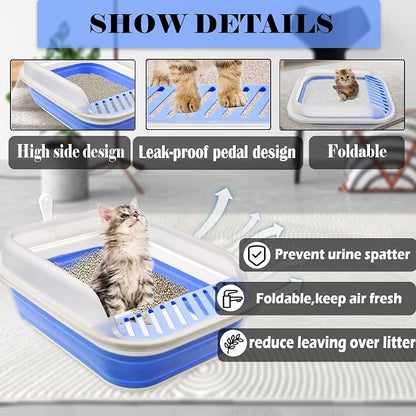 kathson Collapsible Kitten Litter Box, Foldable Anti-Splashing Small Kitty - Image 3