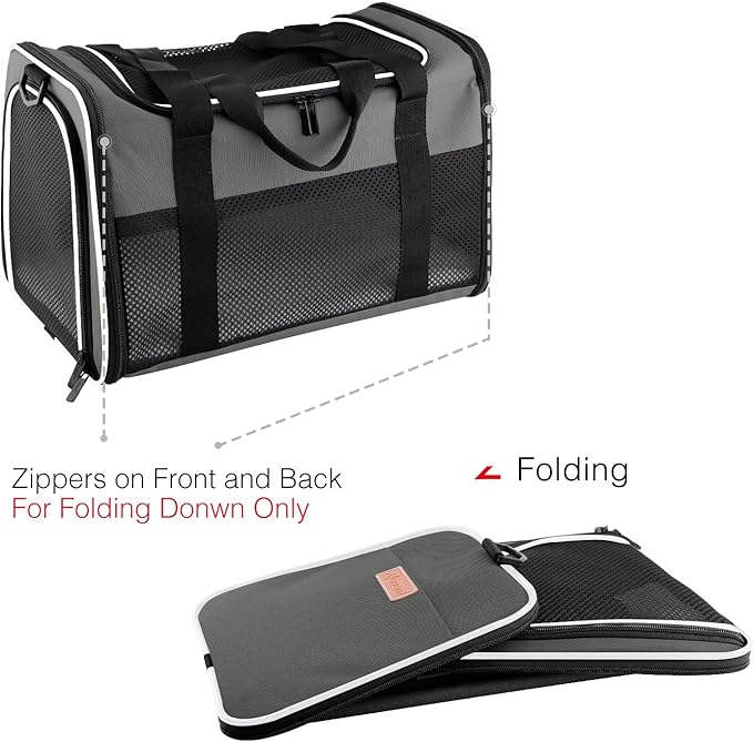 Cat Carrier - Portable Foldable Dog Pet Carrier, Soft-Sided Pet Bag up to 15 Lbs - Image 7