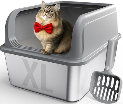 Stainless Steel Cat Litter Box, Metal Litter Box by Powools