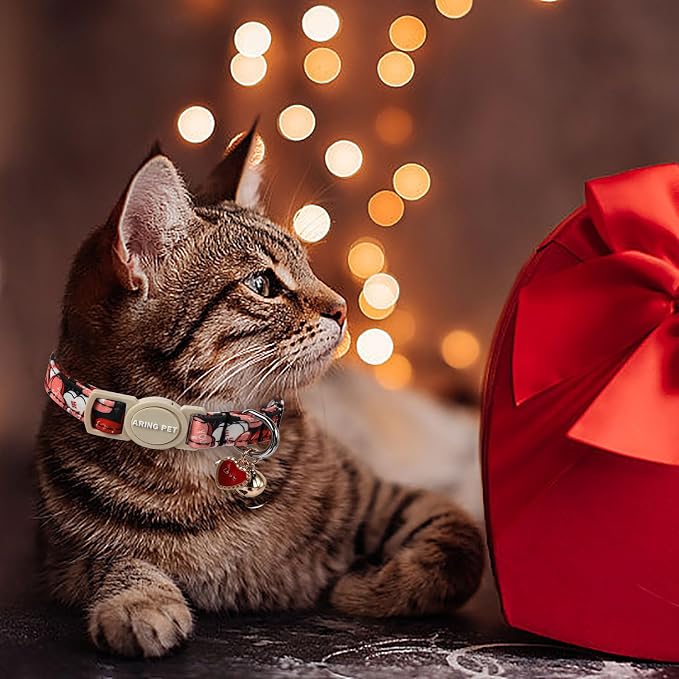 ARING PET 2 Pack Valentine's Day Cat Collars-Cute Heart Cat Collar Breakaway - Image 4