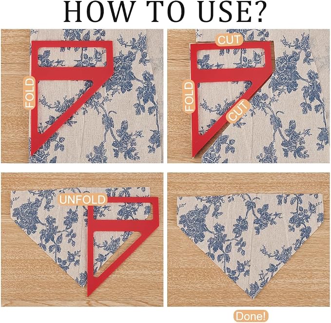 OLYCRAFT 4Pcs 4 Sizes Dog Bandana Sewing Template Set 5/5.5/6/7.5 inch Long - Image 4