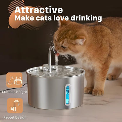 Cat Water Fountain Stainless Steel: 74oz/2.2L Cat Fountain - Image 8