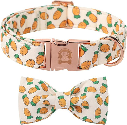 Easter Dog Collar with Bowtie, Cute Carrot Easter Dog Collar with Metal Buckle by MrChubbyfacePetSupplies