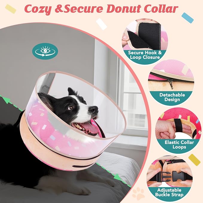 Inflatable Dog Cone with Anti-Licking Clear Shield, Protective Dog Donut Collar - Image 2