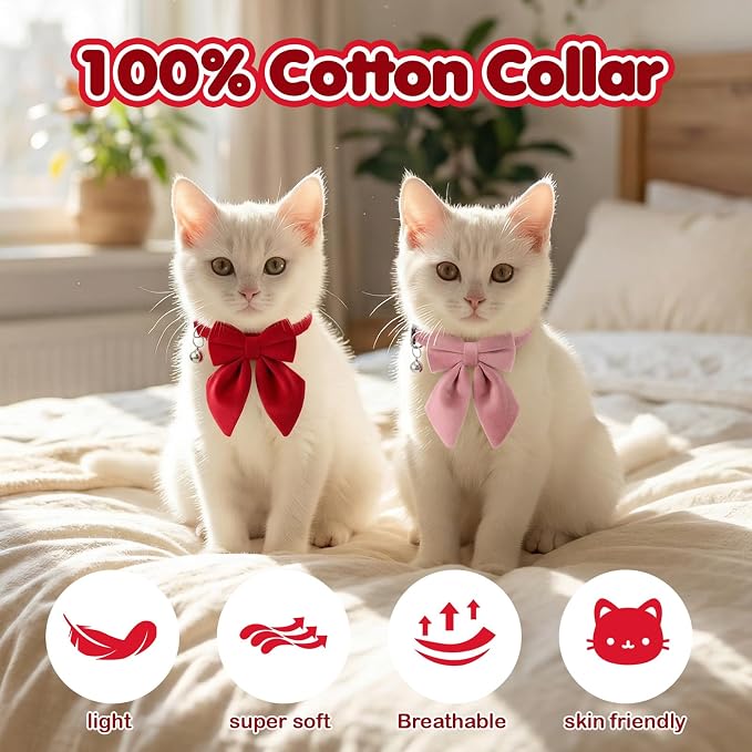 2Pcs Cat Collars for Girl Cats Breakaway Pink Cat Collar - Image 7