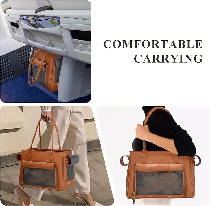 Fashion Pet Carrier Purse for Small Cat and Dog, Luxury Pu Soft-Sided Tote Bag - Image 6
