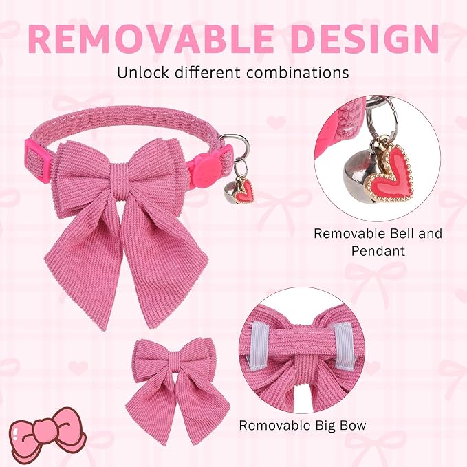 SCENEREAL Cat Collar with Bell & Stylish Bowtie, Holiday Kitten Costumes - Image 3