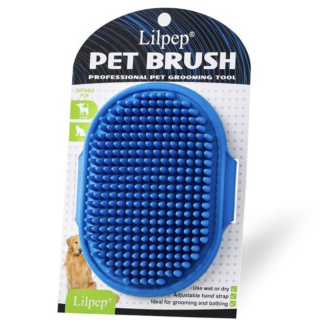 Dog Grooming Brush, Lilpep Pet Shampoo Bath Brush Soothing Massage Rubber Comb by PetSupplies