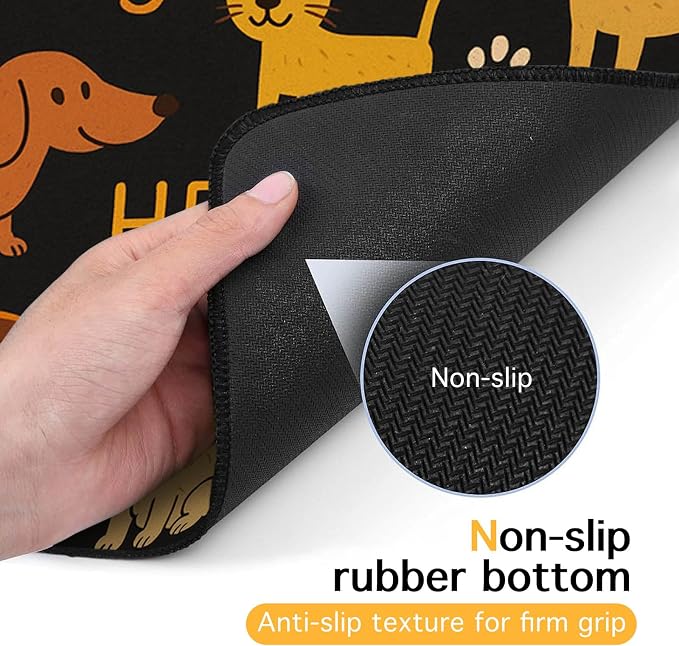 Cute Happy Dog Pattern Design Pet Food Mat 20" x 12" Fun Easy Clean Pet Feeding - Image 7
