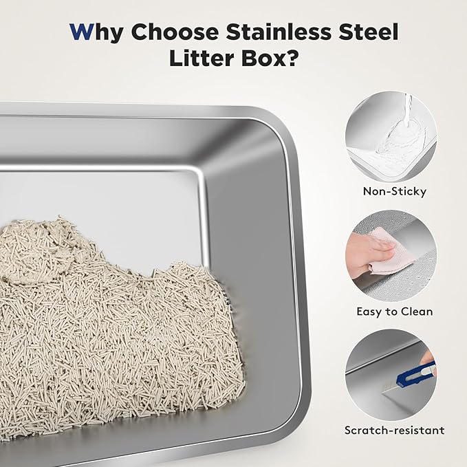 FURTIME Stainless Steel Litter Box - Image 8