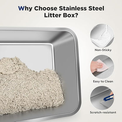FURTIME Stainless Steel Litter Box - Image 8