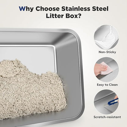 FURTIME XXXL Extra Large Stainless Steel Litter Box - Image 8