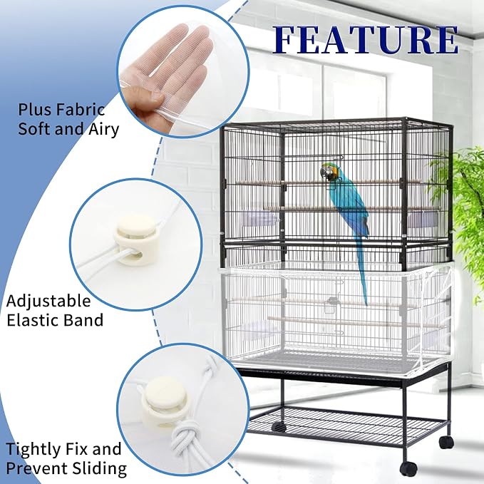Daoeny Large Bird Cage Cover, Bird Cage Seed Catcher, Adjustable Soft Airy - Image 4