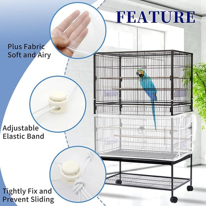 Daoeny Large Bird Cage Cover, Bird Cage Seed Catcher, Adjustable Soft Airy - Image 4