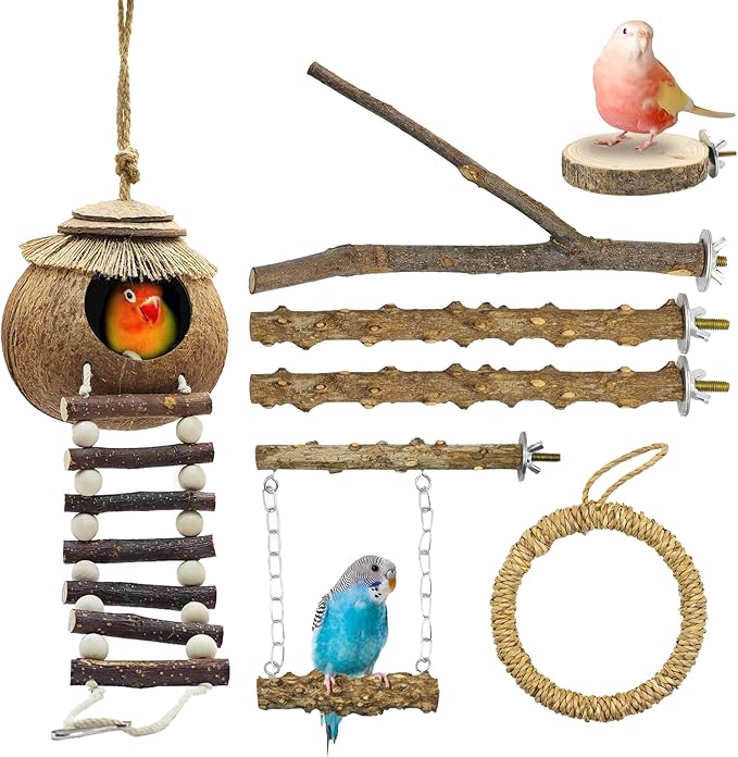 7PCS Bird Perches, Coconut Nest Hut by Unknown