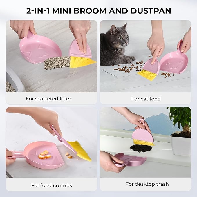 Litter Scoop Holder with Clean Kit, 2-in-1 Mini Broom & Dustpan - Image 3