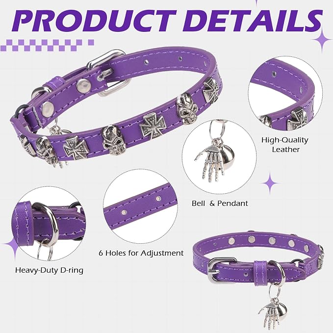 EXPAWLORER Leather Cat Collar for Girl Boy- Adjustable Pet Collar - Image 3