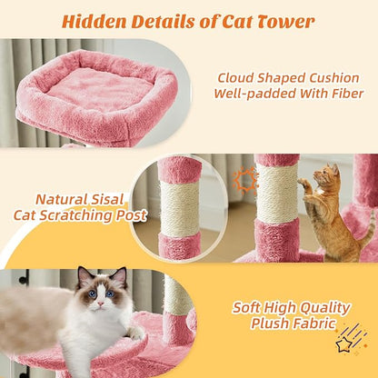DUMOS Small 44 Inch Cat Tree Tower, Cat Climbing Tower - Image 4