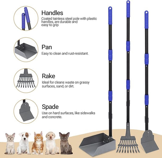 Heeyoo Dog Pooper Scooper, Dog Poop Tray and Rake Set, Pet Waste Removal Scoop - Image 2